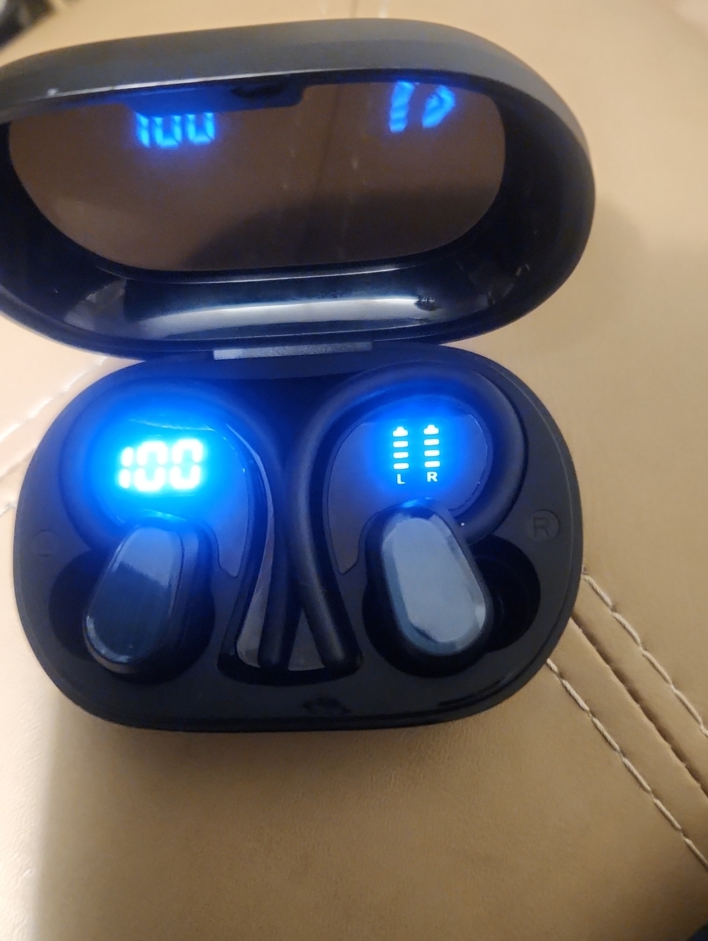 Wireless Charging Earbuds with LED Display - Black
